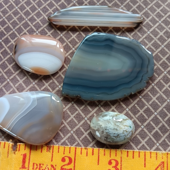 Other - Assorted Agate & Lace Agate Cabochons, 5. great For Jewelry Making